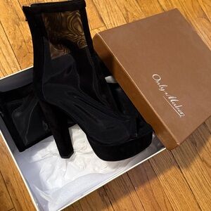 Black Mesh Platform Heels